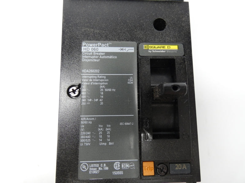 SQUARE D HDA260202 600V 20A NSMP