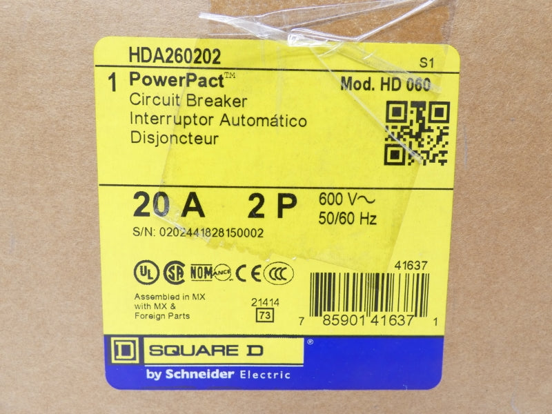 SQUARE D HDA260202 600V 20A NSMP