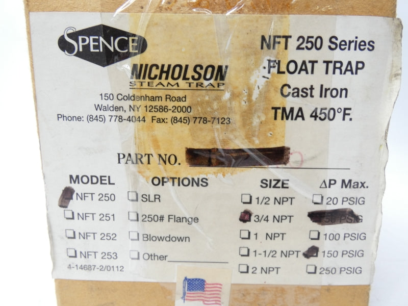 SPENCE NFT250 250PSI 3/4" NSMP