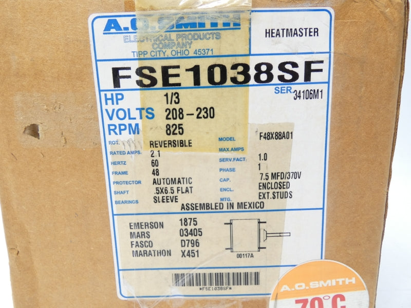 A.O. SMITH FSE1038SF 208-230V 2.1A NSMP