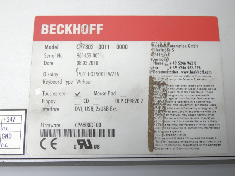BECKHOFF CP7802-0011-0000 UNMP