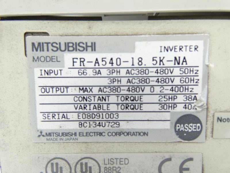 MITSUBISHI FR-A540-18.5K-NA 380-480V 40A UNMP