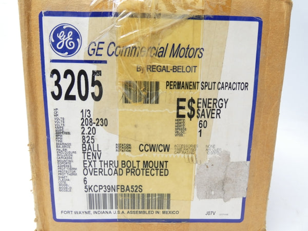 GENERAL ELECTRIC 5KCP39NFBA52S 3205 208-230V 1.90A NSMP