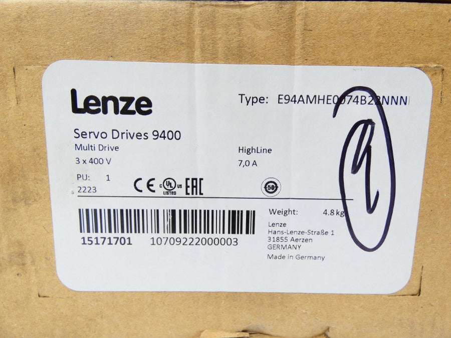 LENZE E94AMHE0074B22NNN-M0064N 400V 7A NSMP