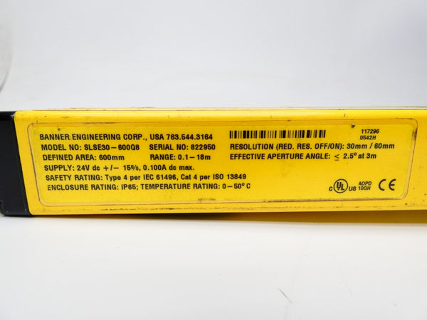 BANNER ENGINEERING SLSE30-600Q8 24VDC UNMP