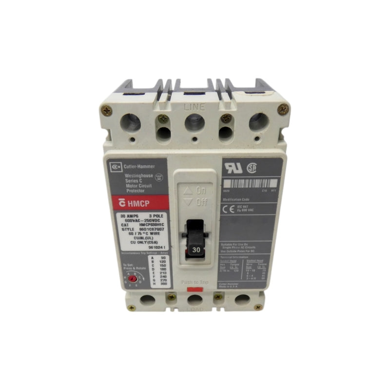 CUTLER HAMMER HMCP030H1C 6601C87G07 SER. C 600VAC 30A NSNP