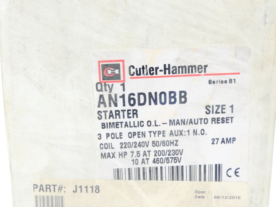 CUTLER HAMMER AN16DN0BB SER. B1 220/240V 27A NSMP