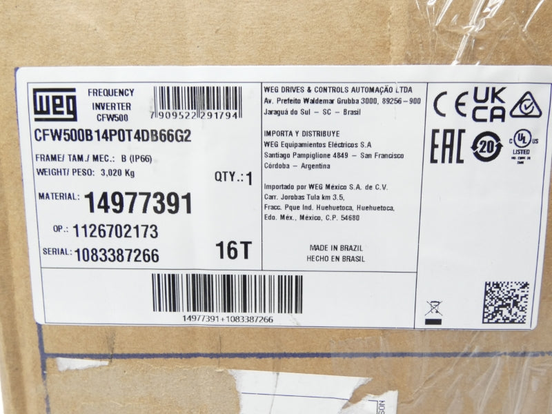 WEG CFW500B14P0T4DB66G2 380-480V 3-17.1A NSMP