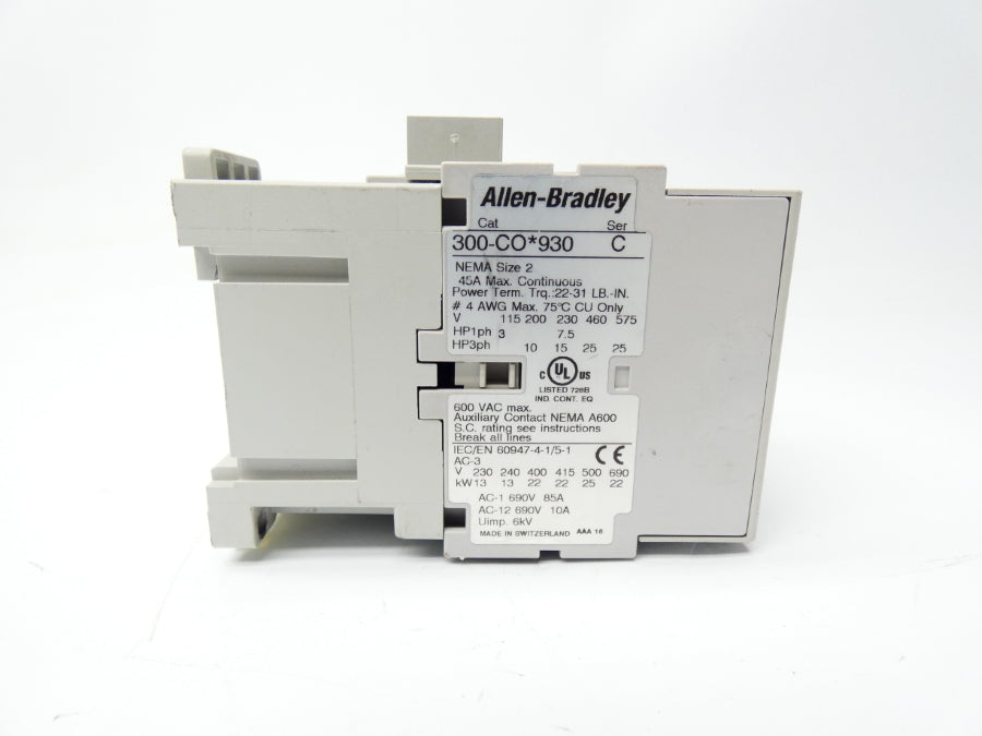 ALLEN BRADLEY 300-COD930 SER. C 110/120V 45A UNMP