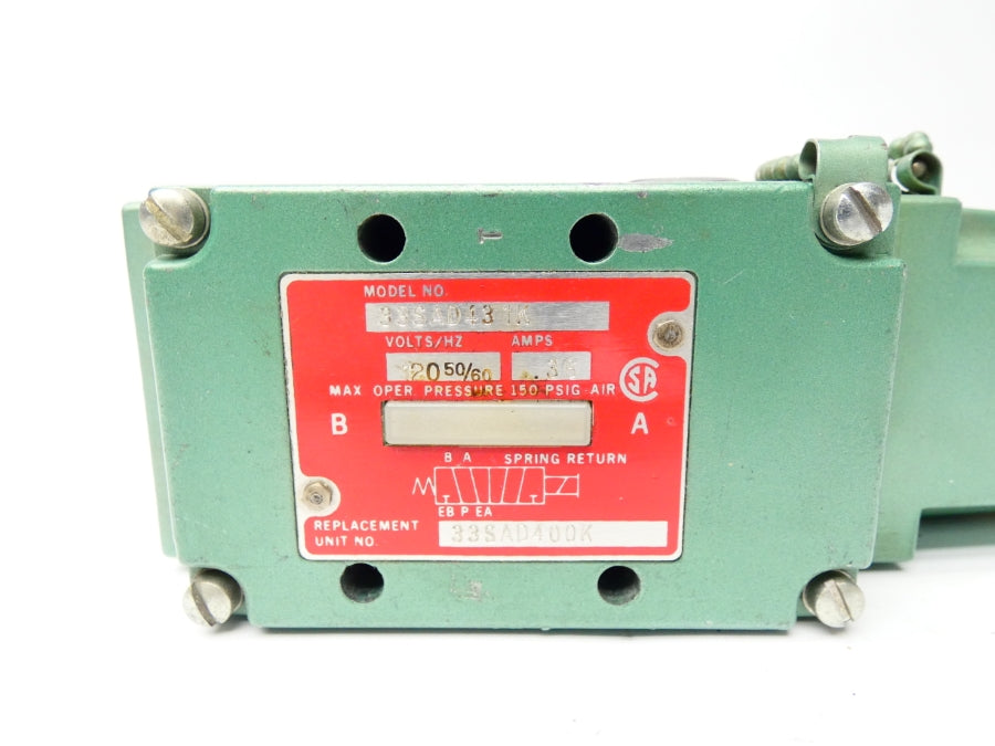 NUMATICS 33SAD431K 33SAD400K 120V .36A 150PSI UNMP