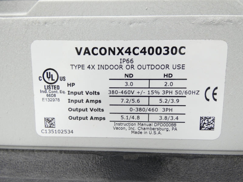 VACON X4C40030C 380-460V 7.2/5.6A NSMP