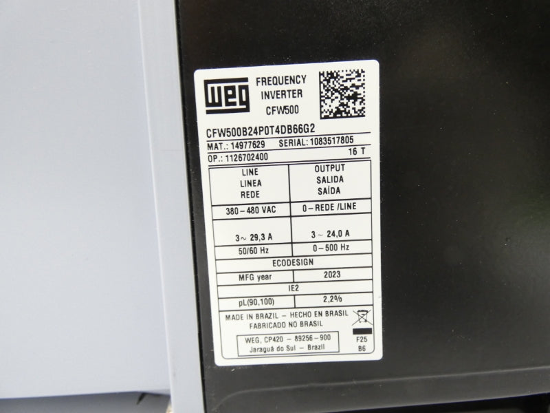 WEG CFW500B24P0T4DB66G2 380-480V 3-29.3A NSMP