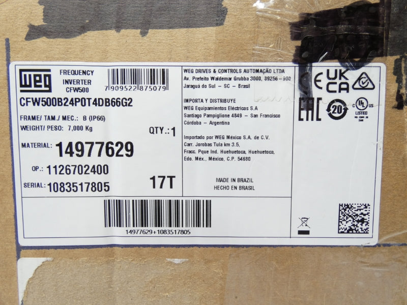 WEG CFW500B24P0T4DB66G2 380-480V 3-29.3A NSMP