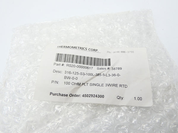THERMOMETICS R020-00000617 316-125-S3-100L-385-5-L3-36-0-BW-0-0 NSNP