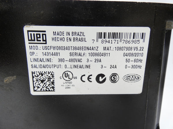 WEG USCFW080240T3848E0N4A1Z 380-480VAC 3-29A UNMP