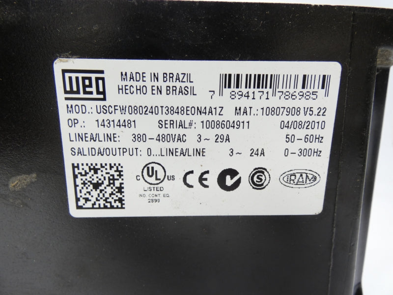 WEG USCFW080240T3848E0N4A1Z 380-480VAC 3-29A UNMP