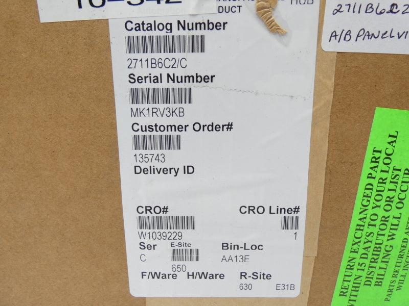 ALLEN BRADLEY 2711-B6C2X SER. C REV. D F/W 4.46 100-240VAC 0.6-0.3A REMAN