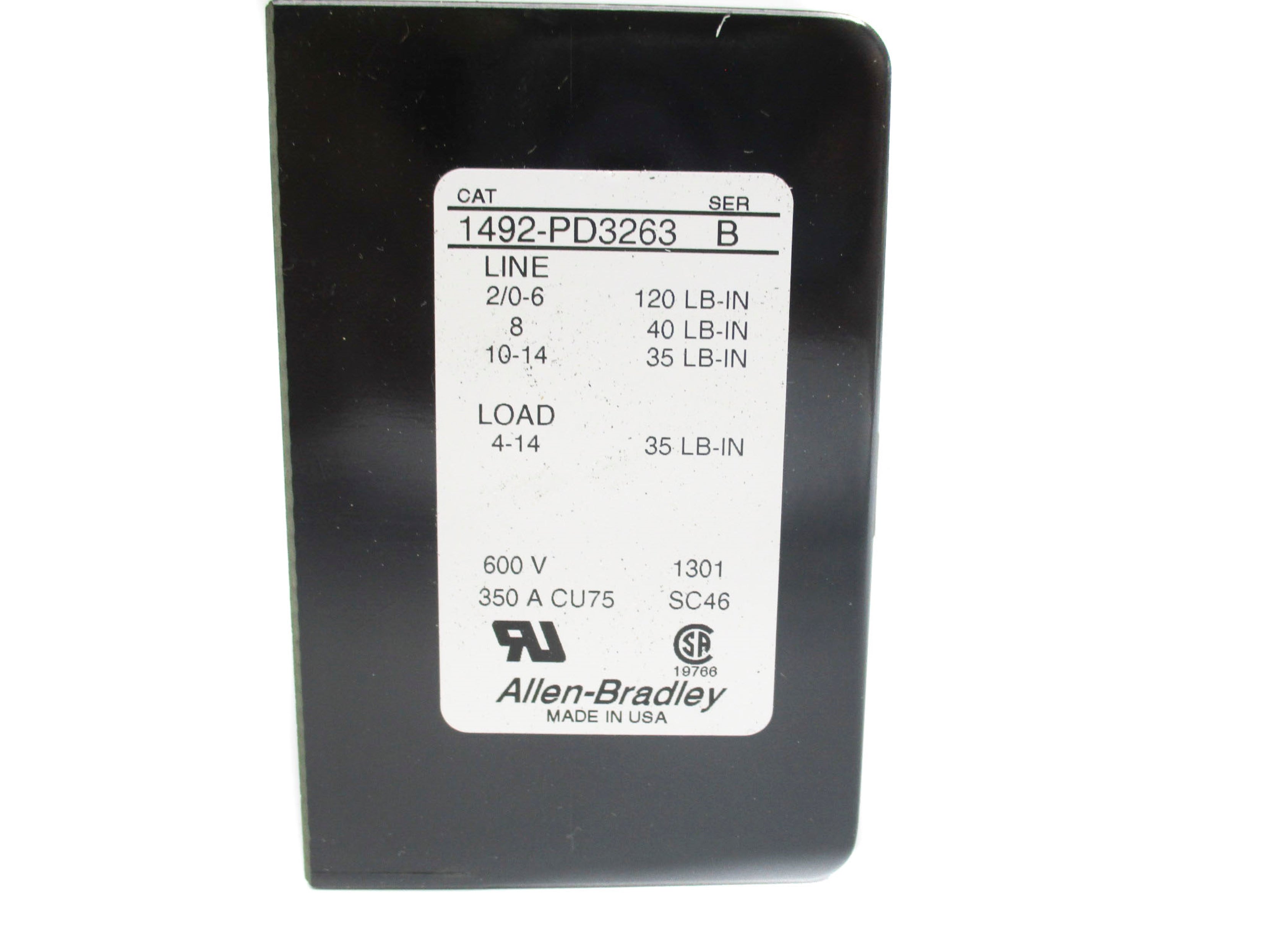 ALLEN BRADLEY 1492-PD3263 SER. B 600V 350A (WH) NSMP