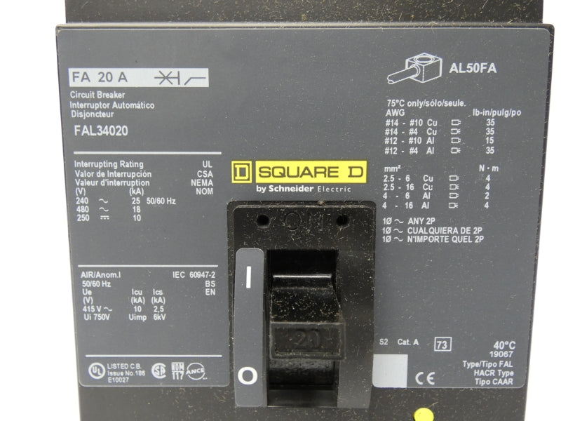 SQUARE D FAL34020 480V 20A (GRAY) NSMP