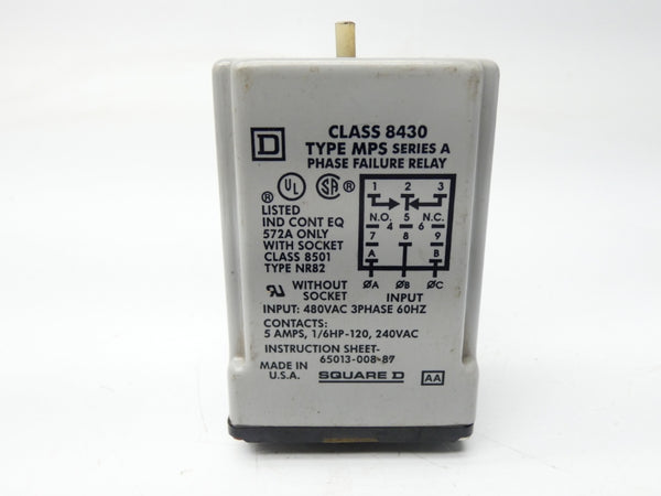 SQUARE D 8430MPS SER. A 480VAC 5A (AS IS) UNMP