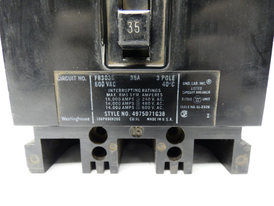 WESTINGHOUSE FB3035 4975D71G38 600V 35A NSNP