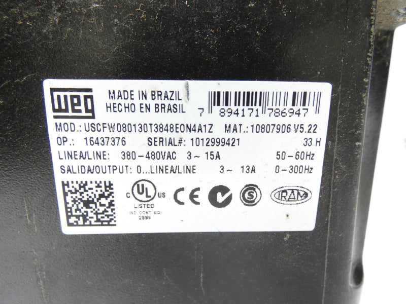 WEG USCFW080130T3848EON4A1Z 380-480VAC 3-15A UNMP