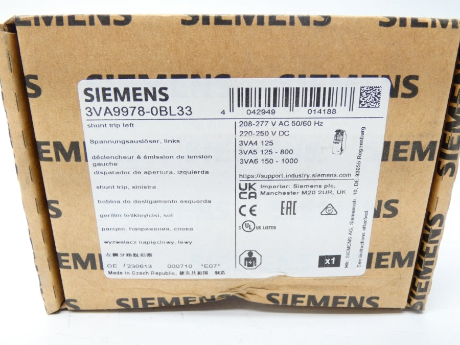 SIEMENS 3VA9978-0BL33 208-277VAC NSMP