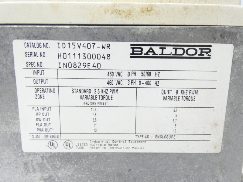 BALDOR ID15V407-WR 460V UNMP