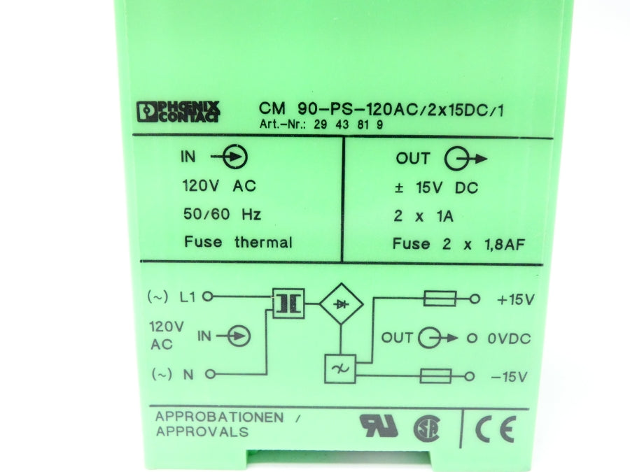 PHOENIX CONTACT CM90-PS-120AC/2X15DC11 2943819 120V UNMP