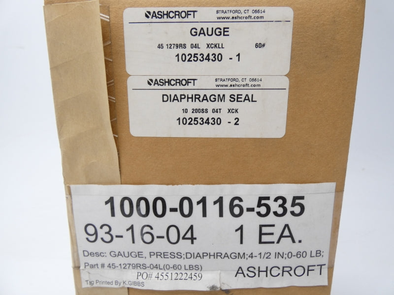 ASHCROFT 451279RS04LXCKLL 10200SS04TXCK NSFS