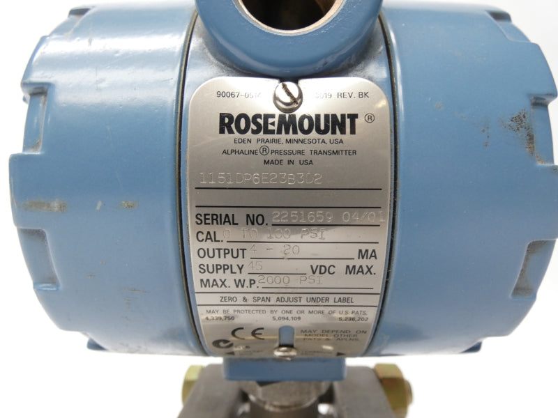 ROSEMOUNT 1151DP6E23B3D2 45VDC 2000PSI NSNP