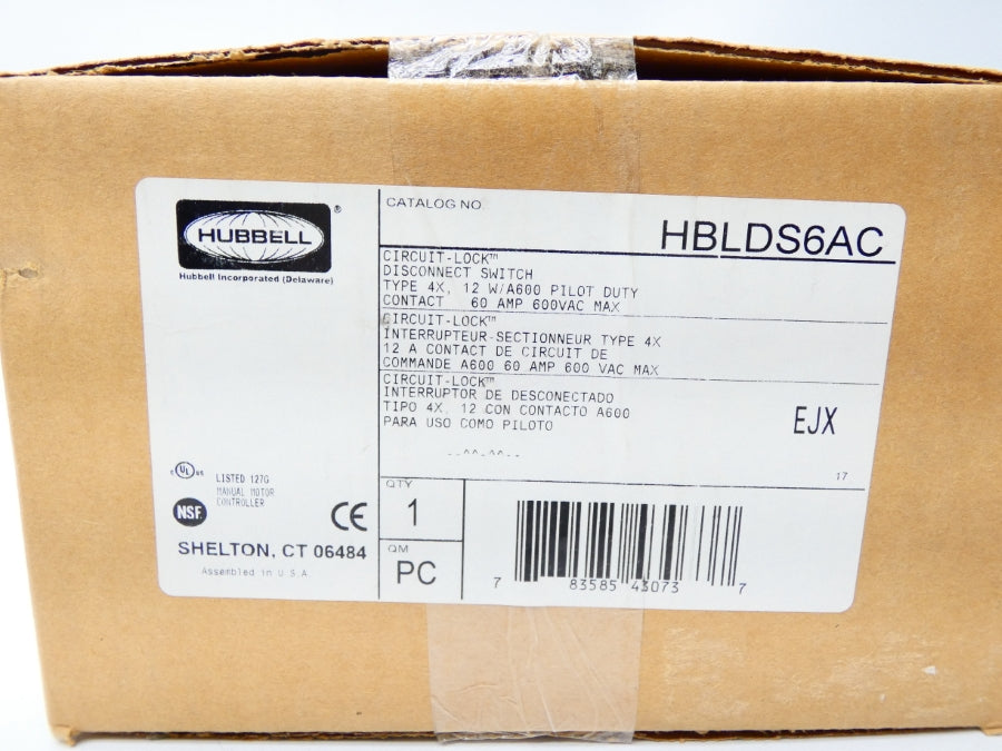 HUBBELL HBLDS6AC 600VAC 60A NSFS