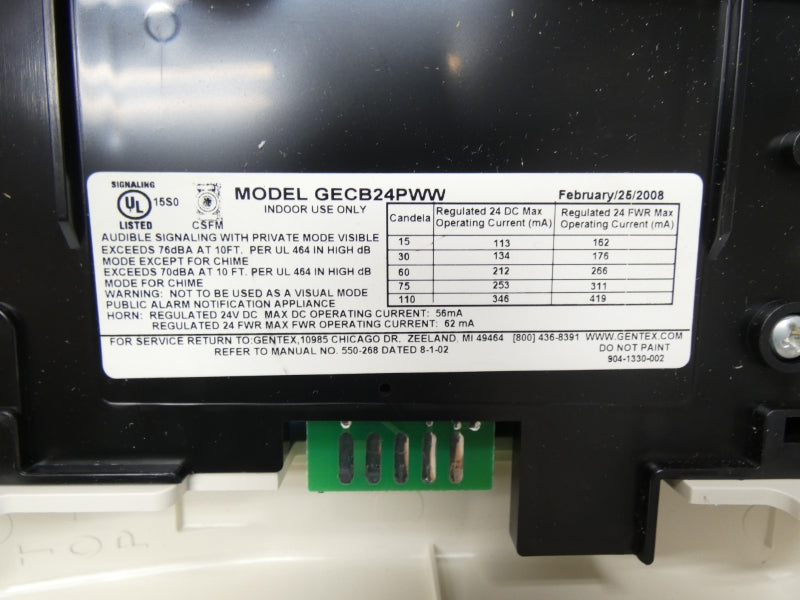 GENTEX CORPORATION GECB24PWW 24VDC NSMP