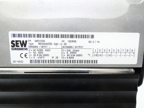 SEW EURODRIVE MDX61B0040-5A3-4-00 380-500V 8.6A (AS PICTURED) UNMP