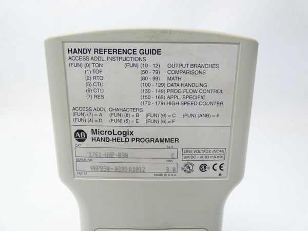 ALLEN BRADLEY 1761-HHP-B30 SER. C F/W 3.0 24VDC UNMP