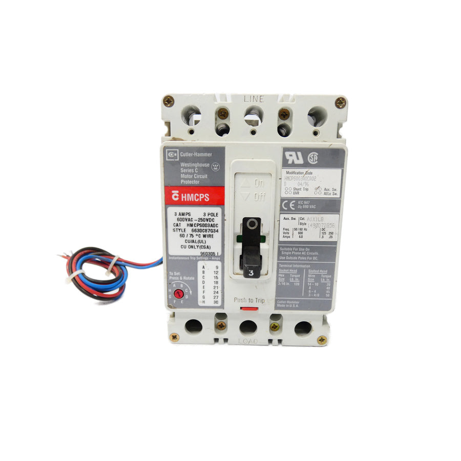 CUTLER-HAMMER HMCPS003A0C 6630C87G34 600VAC 3A UNMP
