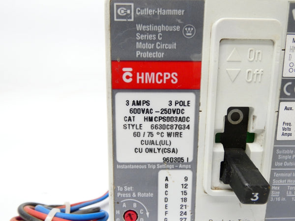 CUTLER-HAMMER HMCPS003A0C 6630C87G34 600VAC 3A UNMP