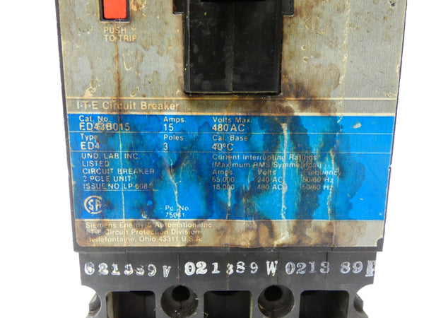SIEMENS ED43B015 480VAC 15A UNMP