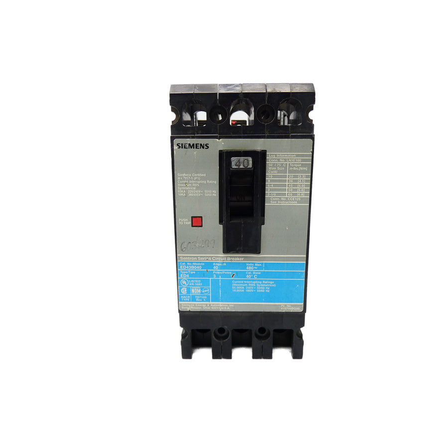 SIEMENS ED43B040 480VAC 40A UNMP