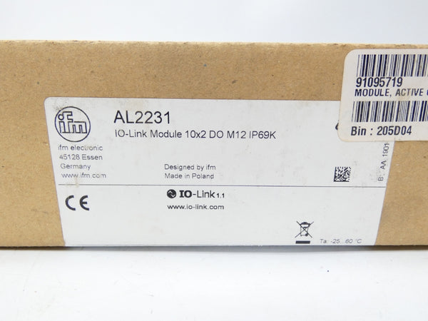 IFM EFECTOR AL2231 IO-LINKMODULE10X2DOM12IP69K 18-30V 1.8A NSMP