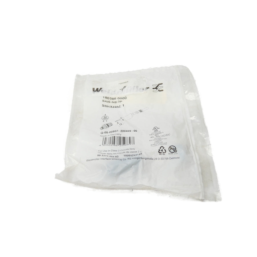 WEIDMULLER 180386000 SAIS-M8-3P 30VDC 4A NSMP