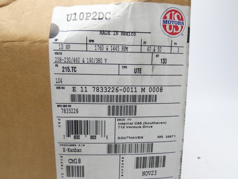 US MOTORS U10P2DC 230/460V 29.9/15.0A NSMP
