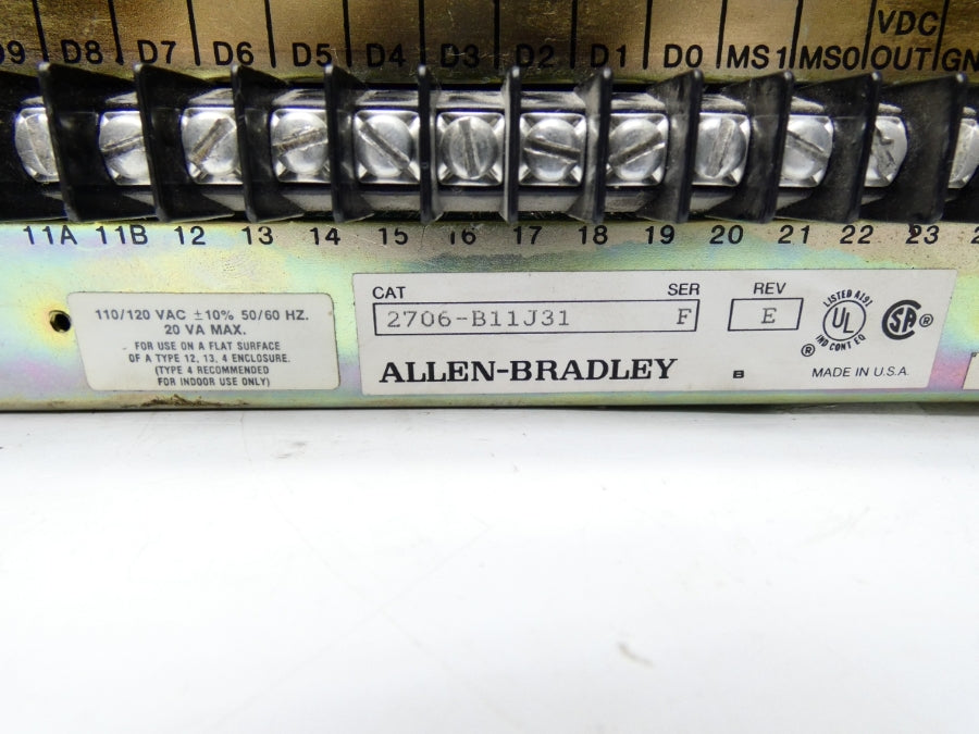 INDUSTRIAL SPARE PART 2706-B11J31 SER. F REV. E 110/120VAC UNMP