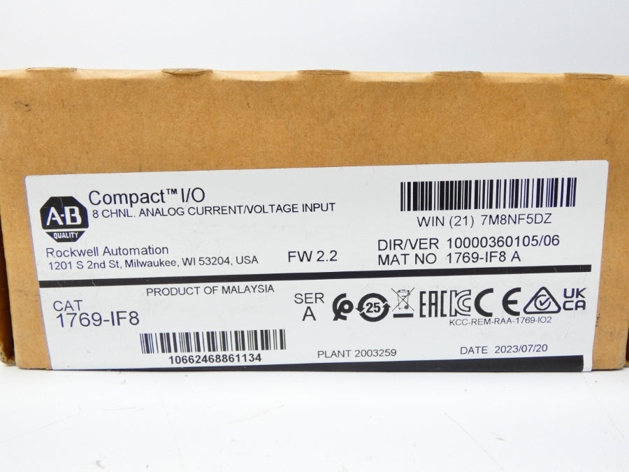 ALLEN BRADLEY 1769-IF8 SER. A F/W 2.2 VER. 06 DATE: 2023 NSFS