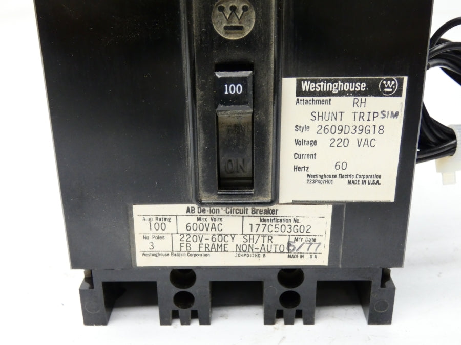 WESTINGHOUSE 2609D39G18 600VAC 100A NSNP