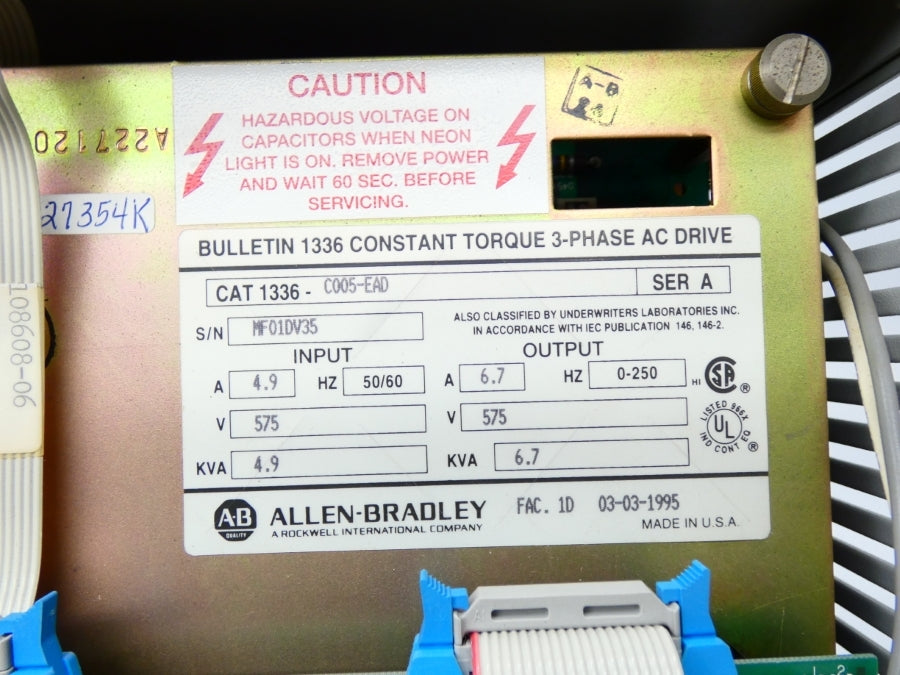 ALLEN BRADLEY 1336-C005-EAD SER. A 575V 4.9A UNMP