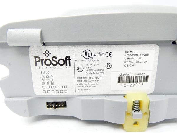 PROSOFT 4202-PRNT4-WEB SER. C VER. 1.26 18-32VDC NSMP