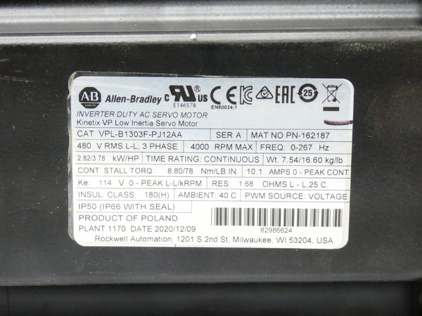 INDUSTRIAL SPARE PART VPL-B1303F-PJ12AA SER. A 480V 10.1A UNMP
