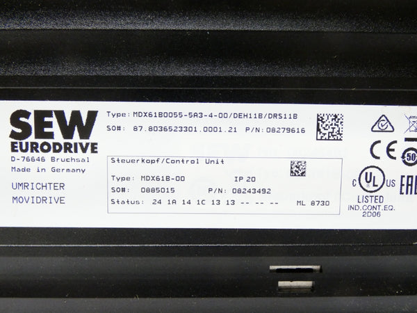 SEW EURODRIVE MDX61B0055-5A3-4-00/DEH11B/DRS11B UNMP