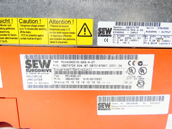 SEW EURODRIVE MCV40A0015-5A3-4-0T (AS PICTURED) UNMP